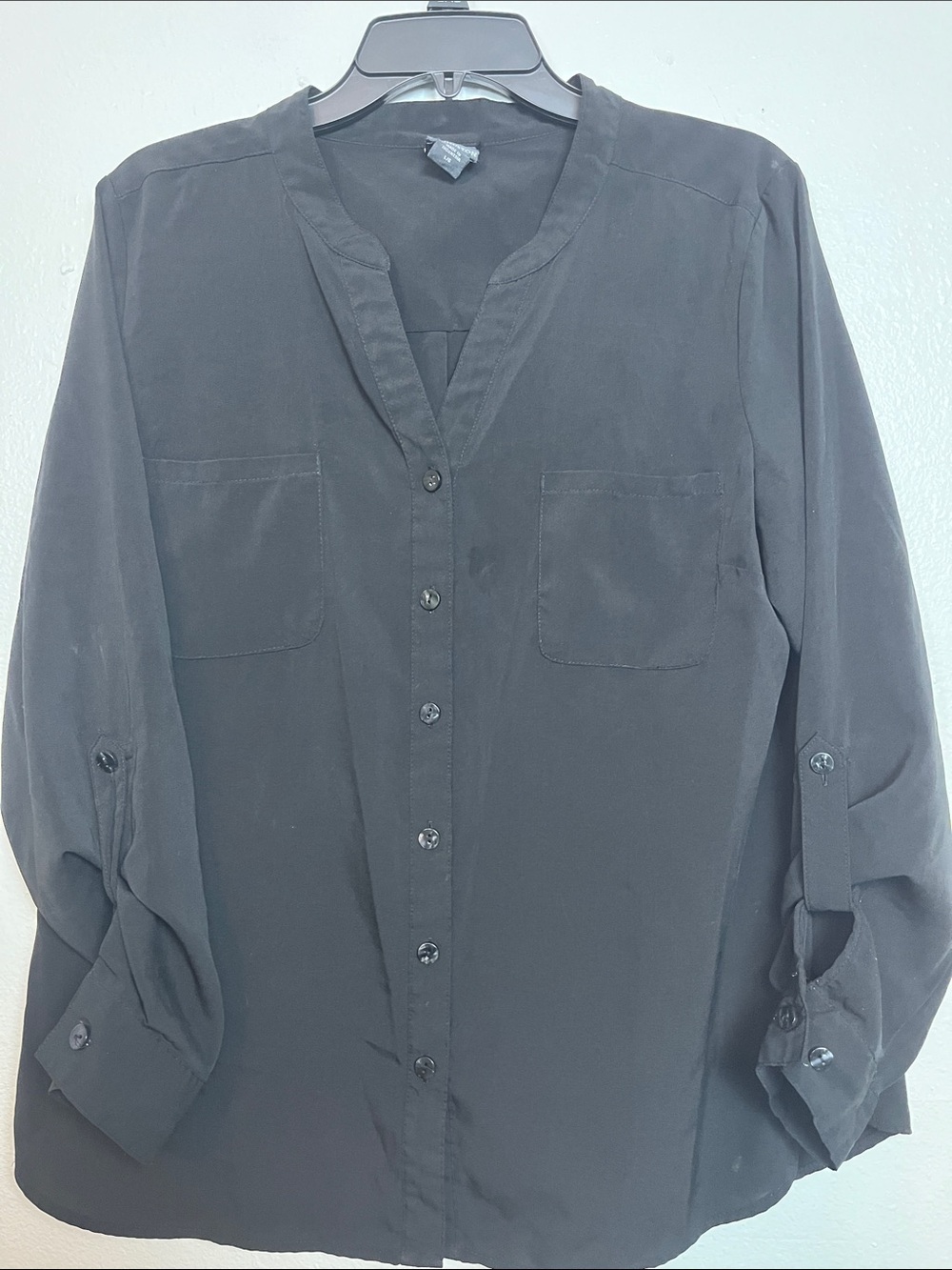 Covington Black Long-Sleeve Casual Button-Down Shirt